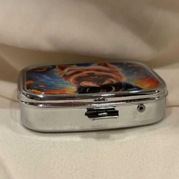 Yorkie Terrier Dog Travel Pill Box 2 Compartment Medicine Pill Case NEW - Picture 3 of 5